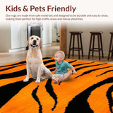 Ultra Soft Area Rug, Non Slip, Stain Resistant, Washable Area Rugs for Living Room, Bedroom, Wild Animal Print Chic Aesthetic(Orange)