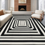 Ultra Soft Area Rug, Non Slip, Stain Resistant, Washable Area Rugs for Living Room, Bedroom, Urban Stripe Rug Showcasing Linear Flow and Minimalist Geometric Design(Black)