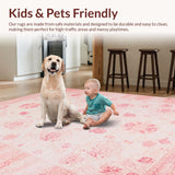 Ultra Soft Area Rug, Non Slip, Stain Resistant, Washable Area Rugs for Living Room, Bedroom, Chic Blush Shaggy Texture(Pink)