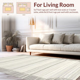 Ultra Soft Area Rug, Non Slip, Stain Resistant, Washable Area Rugs for Living Room, Bedroom, Classic Neutral Striped Elegance(Beige)