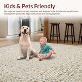 Ultra Soft Area Rug, Non Slip, Stain Resistant, Washable Area Rugs for Living Room, Bedroom, Modern Mosaic Grid Area in Muted Earth Tones(Gray)