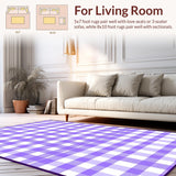 Ultra Soft Area Rug, Non Slip, Stain Resistant, Washable Area Rugs for Living Room, Bedroom, Lively Abstract Lattice Color Fusion(Purple)