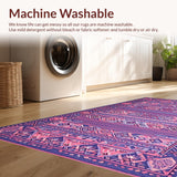 Ultra Soft Area Rug, Non Slip, Stain Resistant, Washable Area Rugs for Living Room, Bedroom, Trendy Artistic Geometric Composition(Pink)