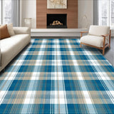 Ultra Soft Area Rug, Non Slip, Stain Resistant, Washable Area Rugs for Living Room, Bedroom, Soft Blue Plaid Visual Harmony(Blue)