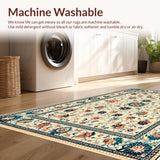 Ultra Soft Area Rug, Non Slip, Stain Resistant, Washable Area Rugs for Living Room, Bedroom, Intricate Floral Boho Display(Beige)