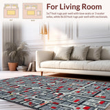 Ultra Soft Area Rug, Non Slip, Stain Resistant, Washable Area Rugs for Living Room, Bedroom, Vibrant Cartoon Cityscape Motif(Gray)