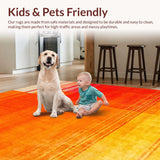 Ultra Soft Area Rug, Non Slip, Stain Resistant, Washable Area Rugs for Living Room, Bedroom, Sleek Modern Multicolor Design Element(Orange)