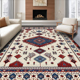 Ultra Soft Area Rug, Non Slip, Stain Resistant, Washable Area Rugs for Living Room, Bedroom, Eclectic Multi-Colored Ethnic Design(Beige)