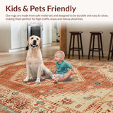 Ultra Soft Area Rug, Non Slip, Stain Resistant, Washable Area Rugs for Living Room, Bedroom, Rustic Warm Tones Decorative Piece(Beige)