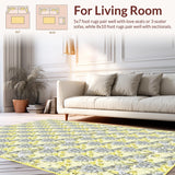 Ultra Soft Area Rug, Non Slip, Stain Resistant, Washable Area Rugs for Living Room, Bedroom, Vibrant Cheerful Daisy Motif(Yellow)