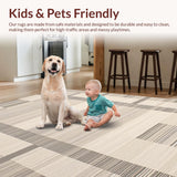 Ultra Soft Area Rug, Non Slip, Stain Resistant, Washable Area Rugs for Living Room, Bedroom, Contemporary Sandstone Abstract Geometry(Beige)