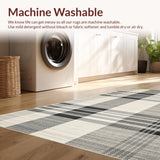 Ultra Soft Area Rug, Non Slip, Stain Resistant, Washable Area Rugs for Living Room, Bedroom, Chic Reversible Plaid Aesthetic(Gray)