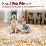 Ultra Soft Area Rug, Non Slip, Stain Resistant, Washable Area Rugs for Living Room, Bedroom, Beautiful Circle Area Ivory & Beige(Beige)