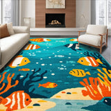 Ultra Soft Area Rug, Non Slip, Stain Resistant, Washable Area Rugs for Living Room, Bedroom, Playful Oceanic Animal Design(Blue)
