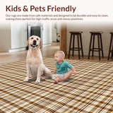 Ultra Soft Area Rug, Non Slip, Stain Resistant, Washable Area Rugs for Living Room, Bedroom, Rustic Cozy Houndstooth Design(Brown)