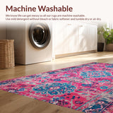 Ultra Soft Area Rug, Non Slip, Stain Resistant, Washable Area Rugs for Living Room, Bedroom, Modern Floral Stain Resistant Bedroom Area Rug(Pink)