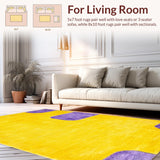 Ultra Soft Area Rug, Non Slip, Stain Resistant, Washable Area Rugs for Living Room, Bedroom, Lively Non-Slip Funky Pattern(Yellow)