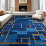 Ultra Soft Area Rug, Non Slip, Stain Resistant, Washable Area Rugs for Living Room, Bedroom, Artistic Blue Brown Abstract Composition(Blue)
