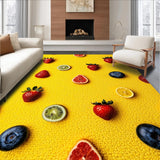 Ultra Soft Area Rug, Non Slip, Stain Resistant, Washable Area Rugs for Living Room, Bedroom, Playful Citrus Design Shower Soft Bath Rug(Yellow)