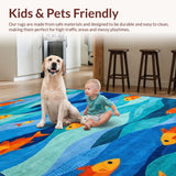 Ultra Soft Area Rug, Non Slip, Stain Resistant, Washable Area Rugs for Living Room, Bedroom, Colorful Marine Life Pattern(Orange)