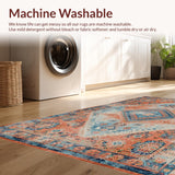 Ultra Soft Area Rug, Non Slip, Stain Resistant, Washable Area Rugs for Living Room, Bedroom, Artistic Tiled Pattern in Earthy Colors(Orange)