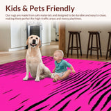 Ultra Soft Area Rug, Non Slip, Stain Resistant, Washable Area Rugs for Living Room, Bedroom, Bold Abstract Animal Print Style(Pink)
