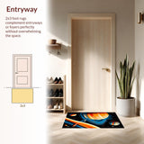 Ultra Soft Area Rug, Non Slip, Stain Resistant, Washable Area Rugs for Living Room, Bedroom, Solar System Themed Circle Mat(Orange)