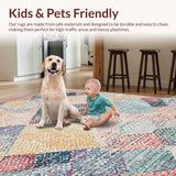 Ultra Soft Area Rug, Non Slip, Stain Resistant, Washable Area Rugs for Living Room, Bedroom, Modern Tribal Dream Rug with Interlocking Diamond Shapes and Playful Color Pops(Yellow)