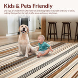Ultra Soft Area Rug, Non Slip, Stain Resistant, Washable Area Rugs for Living Room, Bedroom, Classic Vintage Rag Rug Appeal(Brown)