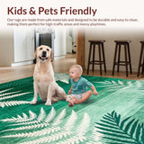 Ultra Soft Area Rug, Non Slip, Stain Resistant, Washable Area Rugs for Living Room, Bedroom, Elegant Wavy Green Aesthetic(Green)