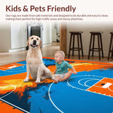 Ultra Soft Area Rug, Non Slip, Stain Resistant, Washable Area Rugs for Living Room, Bedroom, Energetic Blue and White Pattern(Orange)