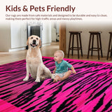 Ultra Soft Area Rug, Non Slip, Stain Resistant, Washable Area Rugs for Living Room, Bedroom, Striking Pink and Black Contrast(Pink)