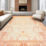 Ultra Soft Area Rug, Non Slip, Stain Resistant, Washable Area Rugs for Living Room, Bedroom, Chic Minimalist Cream Graphics(Orange)