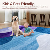 Ultra Soft Area Rug, Non Slip, Stain Resistant, Washable Area Rugs for Living Room, Bedroom, Contemporary Color Fusion Design(Purple)