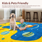 Ultra Soft Area Rug, Non Slip, Stain Resistant, Washable Area Rugs for Living Room, Bedroom, Space-Themed Lively Visual Arrangement(Yellow)