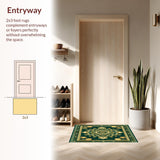 Ultra Soft Area Rug, Non Slip, Stain Resistant, Washable Area Rugs for Living Room, Bedroom, with Ornate(Green)