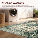Ultra Soft Area Rug, Non Slip, Stain Resistant, Washable Area Rugs for Living Room, Bedroom, Rustic Floral Geometric Fusion(Beige)