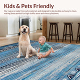 Ultra Soft Area Rug, Non Slip, Stain Resistant, Washable Area Rugs for Living Room, Bedroom, Vibrant Low Pile Geometric Aesthetic(Blue)