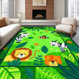 Ultra Soft Area Rug, Non Slip, Stain Resistant, Washable Area Rugs for Living Room, Bedroom, Lively Multicolor Animal Print(Green)