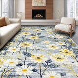 Ultra Soft Area Rug, Non Slip, Stain Resistant, Washable Area Rugs for Living Room, Bedroom, Subtle Earthy Floral Design(Gray)