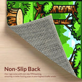 Ultra Soft Area Rug, Non Slip, Stain Resistant, Washable Area Rugs for Living Room, Bedroom, Playful Camping Adventure Scene(Green)
