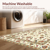 Ultra Soft Area Rug, Non Slip, Stain Resistant, Washable Area Rugs for Living Room, Bedroom, Chic Floral Vintage Charm(Beige)