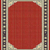 Ultra Soft Area Rug, Non Slip, Stain Resistant, Washable Area Rugs for Living Room, Bedroom, Luxurious Classic Trellis Design(Red)