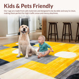 Ultra Soft Area Rug, Non Slip, Stain Resistant, Washable Area Rugs for Living Room, Bedroom, Vibrant Abstract Geometric Artwork(Yellow)