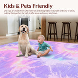 Ultra Soft Area Rug, Non Slip, Stain Resistant, Washable Area Rugs for Living Room, Bedroom, Radiant Multicolor Abstract Artistry(Purple)