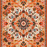 Ultra Soft Area Rug, Non Slip, Stain Resistant, Washable Area Rugs for Living Room, Bedroom, Playful Soft Blooming Pattern(Orange)