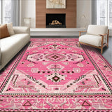Ultra Soft Area Rug, Non Slip, Stain Resistant, Washable Area Rugs for Living Room, Bedroom, Chic Western Floral Aesthetic(Pink)