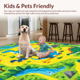 Ultra Soft Area Rug, Non Slip, Stain Resistant, Washable Area Rugs for Living Room, Bedroom, Brightly Colored Fossil Discovery Path(Yellow)