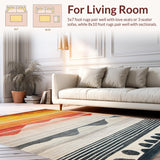 Ultra Soft Area Rug, Non Slip, Stain Resistant, Washable Area Rugs for Living Room, Bedroom, Trendy Modern Rainbow Palette(Orange)