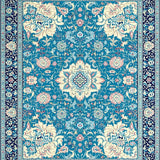 Ultra Soft Area Rug, Non Slip, Stain Resistant, Washable Area Rugs for Living Room, Bedroom, Coastal Elegance Floral Motif(Blue)